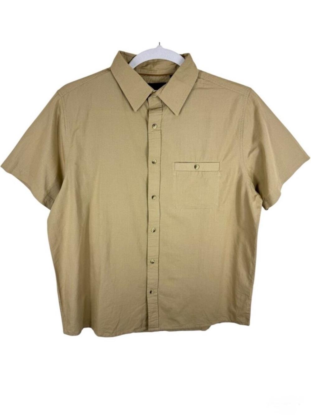 Dakota NWOT Tan Khaki 100% Cotton Short Sleeve Collared Button Up Shirt Mens‎ XL
